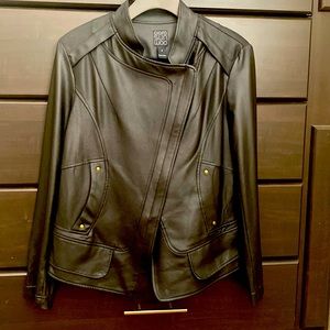 Clara SunWoo Liquid Leather Moto Jacket Black Size Medium